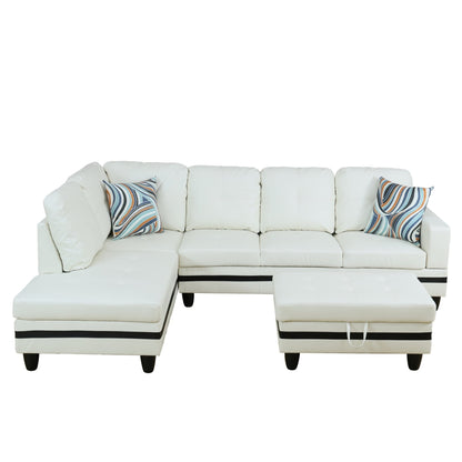 Divano per soggiorno in pelle sintetica semi-PU, 3 pezzi