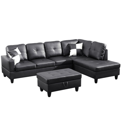 Divano per soggiorno in pelle sintetica semi-PU, 3 pezzi