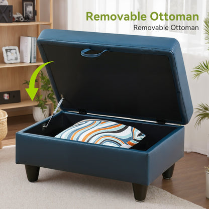 Divano per soggiorno in pelle sintetica semi-PU, 3 pezzi