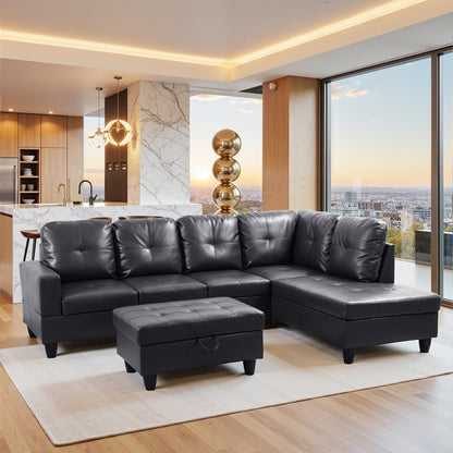 Divano per soggiorno in pelle sintetica semi-PU, 3 pezzi