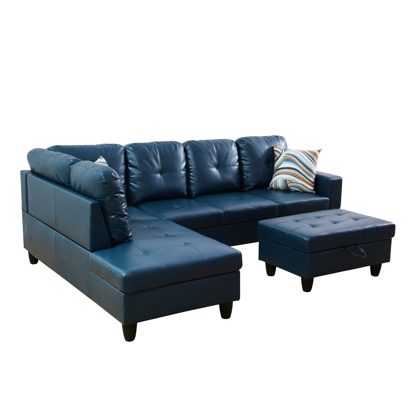 Divano per soggiorno in pelle sintetica semi-PU, 3 pezzi