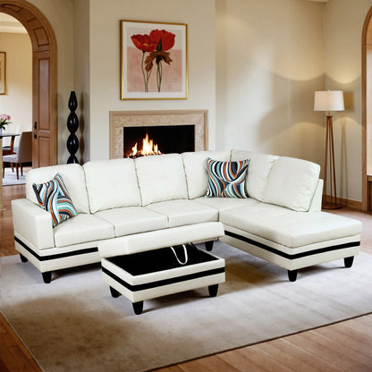 Divano per soggiorno in pelle sintetica semi-PU, 3 pezzi