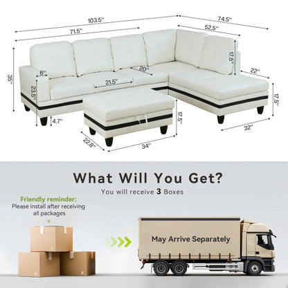 Divano per soggiorno in pelle sintetica semi-PU, 3 pezzi