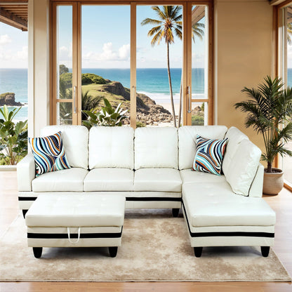 Divano per soggiorno in pelle sintetica semi-PU, 3 pezzi