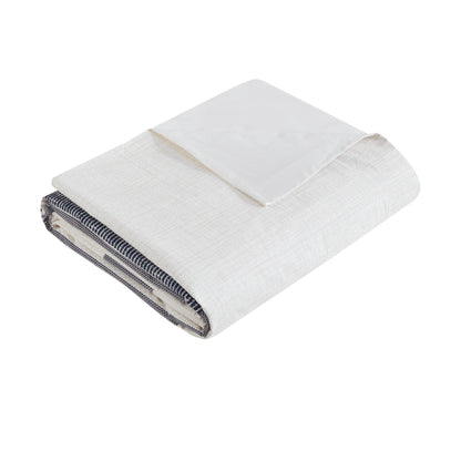 Set copripiumino stampato in cotone Serena INK+IVY 3 pezzi con finiture blu navy