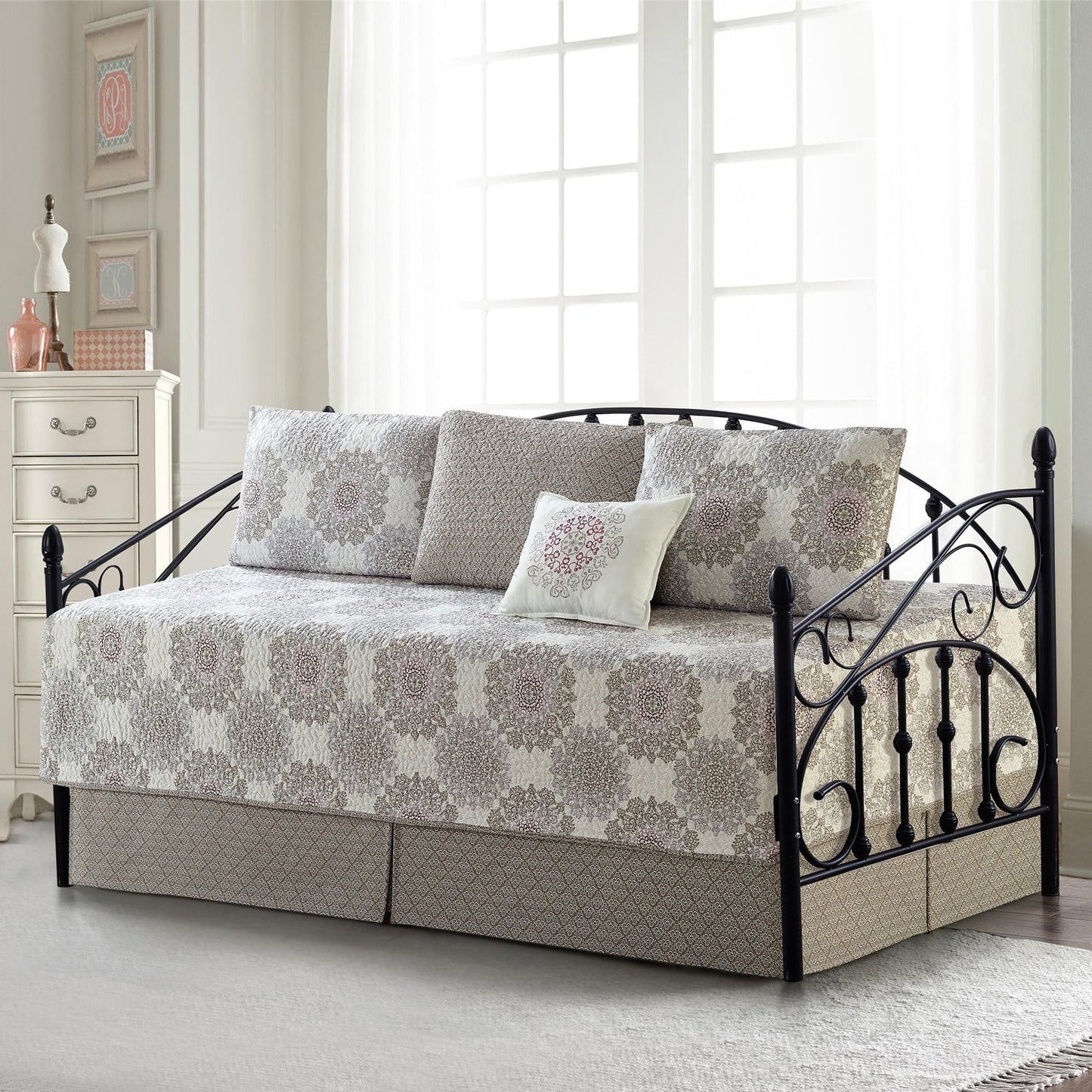 Set copriletto da giorno Serenta in misto cotone, 6 pezzi - 75 x 39