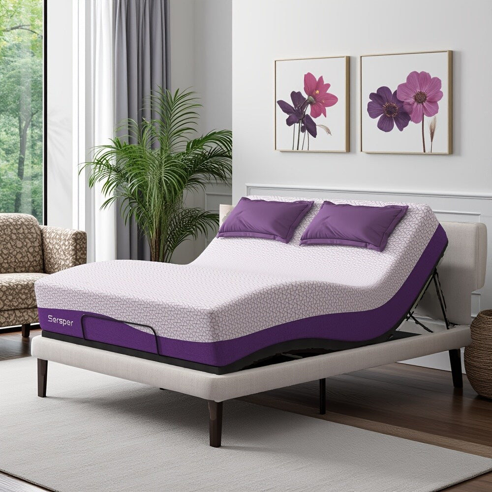 Materasso in memory foam con infusione di gel Sersper da 10 pollici, adatto per letti regolabili