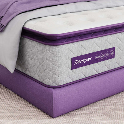 Sersper Memory Foam Hybrid Pillow Top da 10 pollici - Molle interne insacchettate a 5 zone, isolamento del movimento - Bobine più pesanti per un supporto duraturo