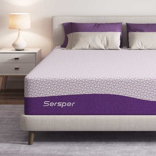 Materasso in memory foam al gel di carbone di bambù Sersper da 14 pollici, adatto per letto regolabile