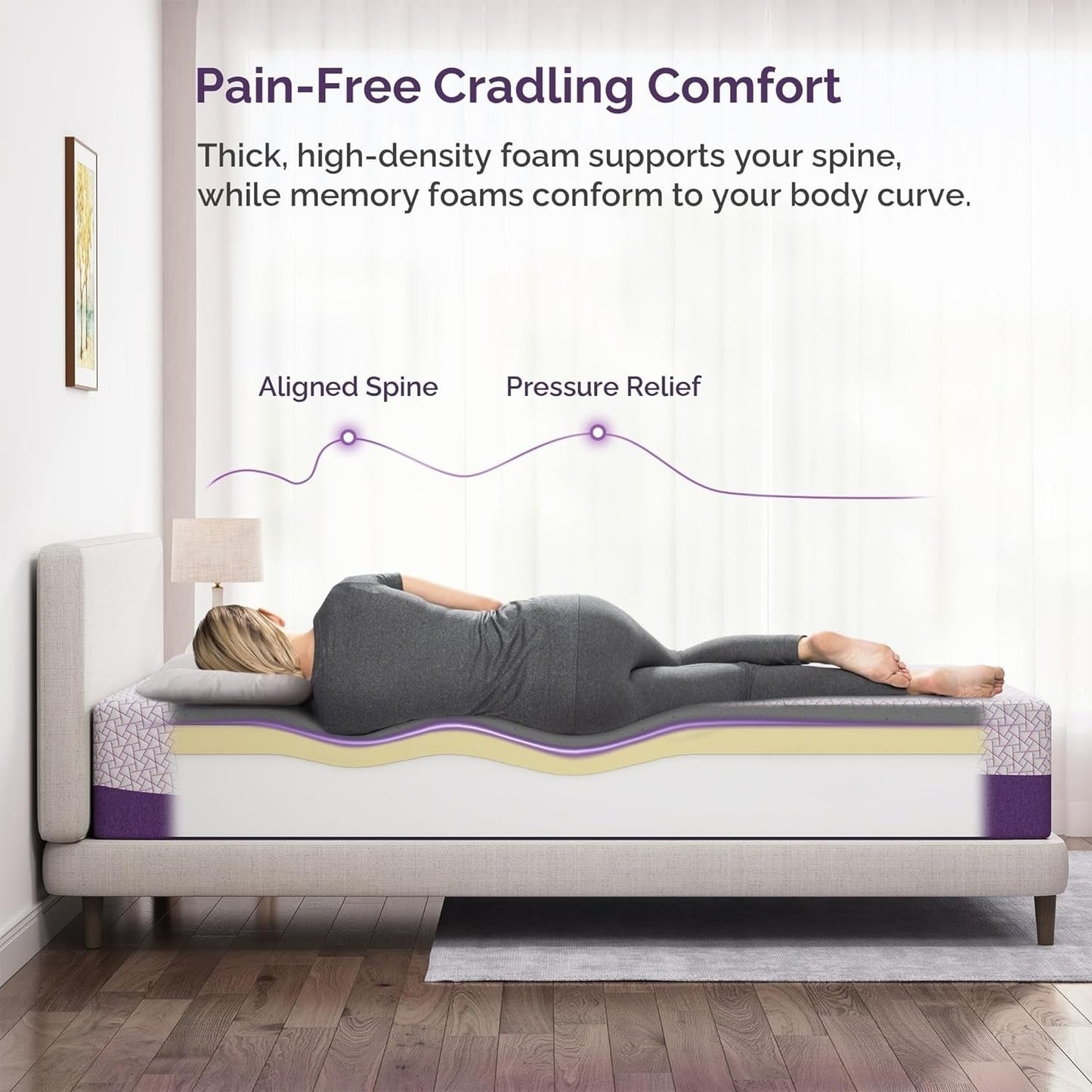 Materasso in memory foam al gel di carbone di bambù Sersper da 14 pollici, adatto per letto regolabile