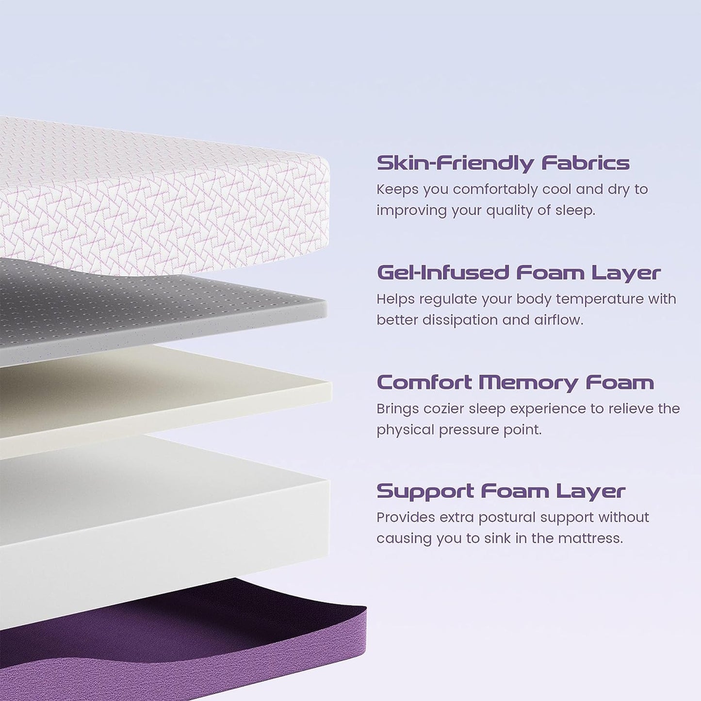 Materasso in memory foam Sersper da 14 pollici, media rigidità, compatibile con letti regolabili, CetriPUR-US - N/D