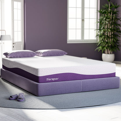 Materasso in memory foam Sersper da 14 pollici, media rigidità, compatibile con letti regolabili, CetriPUR-US - N/D