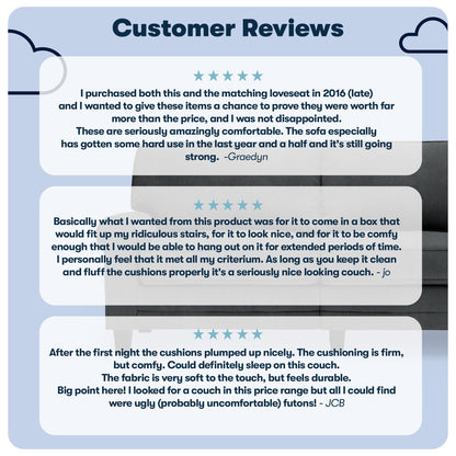 Divano con braccioli arrotolati Serta Copenhagen 73, in poliestere di facile manutenzione, schienale morbido, cuscini di seduta a molle insacchettate