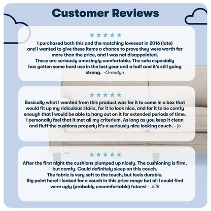 Divano con braccioli arrotolati Serta Copenhagen 73, in poliestere di facile manutenzione, schienale morbido, cuscini di seduta a molle insacchettate