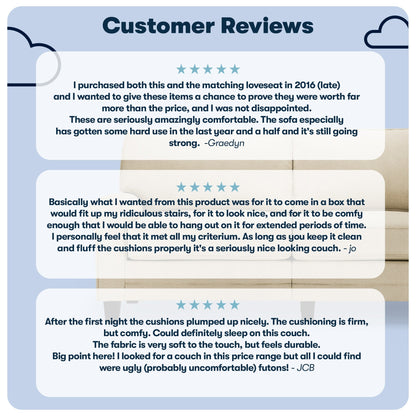 Divano con braccioli arrotolati Serta Copenhagen 73, in poliestere di facile manutenzione, schienale morbido, cuscini di seduta a molle insacchettate