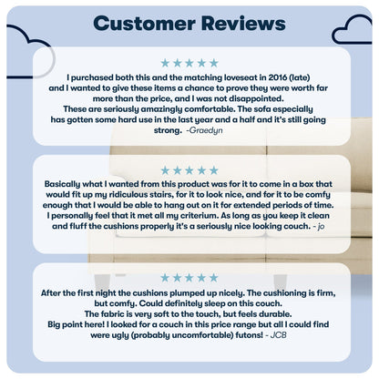 Divano con braccioli arrotolati Serta Copenhagen 73, in poliestere di facile manutenzione, schienale morbido, cuscini di seduta a molle insacchettate