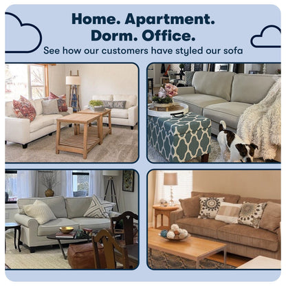 Divano con braccioli arrotolati Serta Copenhagen 73, in poliestere di facile manutenzione, schienale morbido, cuscini di seduta a molle insacchettate