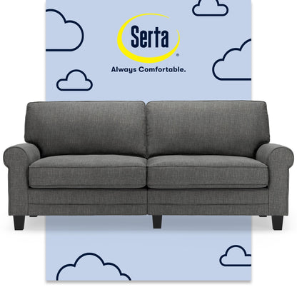 Divano con braccioli arrotolati Serta Copenhagen 78, in poliestere di facile manutenzione, schienale morbido, cuscini di seduta a molle insacchettate