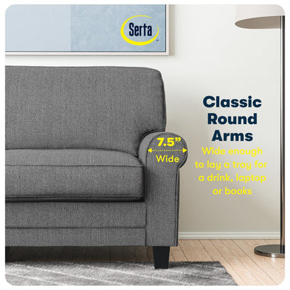 Divano con braccioli arrotolati Serta Copenhagen 78, in poliestere di facile manutenzione, schienale morbido, cuscini di seduta a molle insacchettate