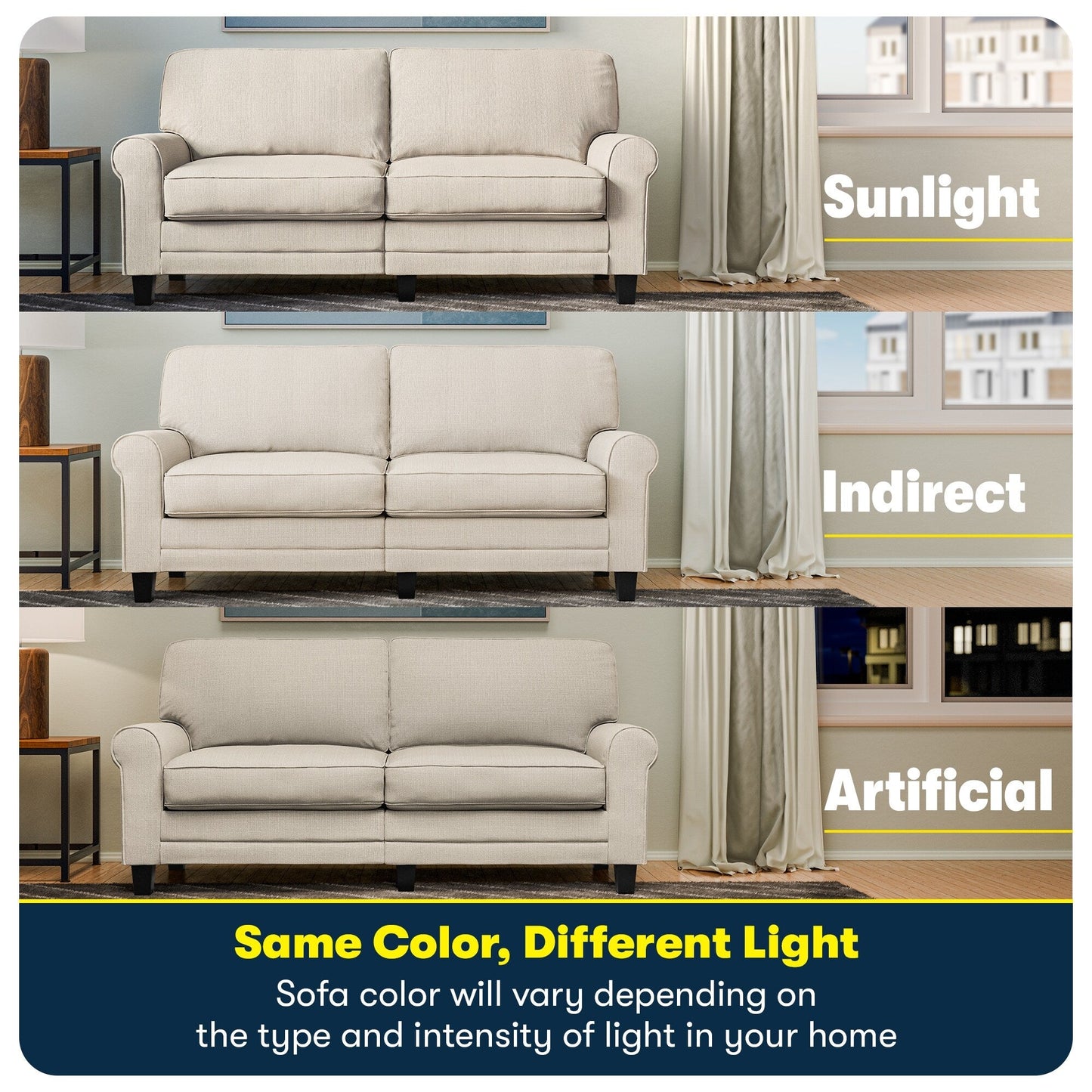 Divano con braccioli arrotolati Serta Copenhagen 78, in poliestere di facile manutenzione, schienale morbido, cuscini di seduta a molle insacchettate