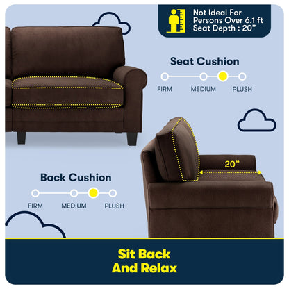 Divano con braccioli arrotolati Serta Copenhagen 78, in poliestere di facile manutenzione, schienale morbido, cuscini di seduta a molle insacchettate