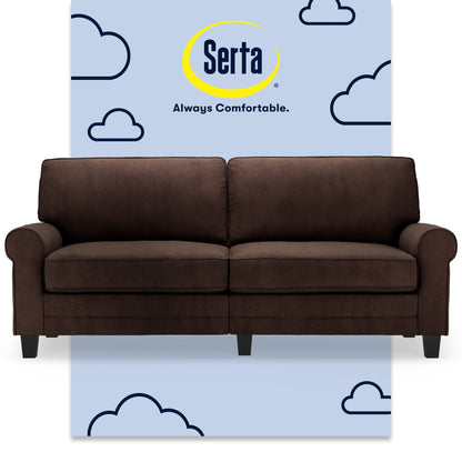 Divano con braccioli arrotolati Serta Copenhagen 78, in poliestere di facile manutenzione, schienale morbido, cuscini di seduta a molle insacchettate