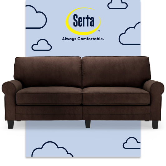 Divano con braccioli arrotolati Serta Copenhagen 78, in poliestere di facile manutenzione, schienale morbido, cuscini di seduta a molle insacchettate