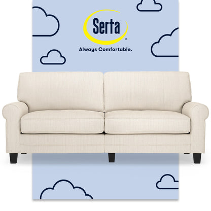 Divano con braccioli arrotolati Serta Copenhagen 78, in poliestere di facile manutenzione, schienale morbido, cuscini di seduta a molle insacchettate