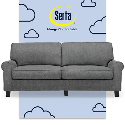 Divano con braccioli arrotolati Serta Copenhagen 78, in poliestere di facile manutenzione, schienale morbido, cuscini di seduta a molle insacchettate