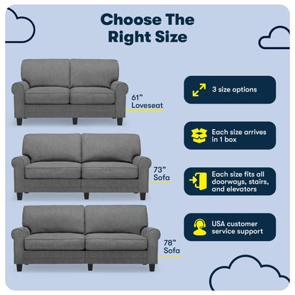 Divano con braccioli arrotolati Serta Copenhagen 78, in poliestere di facile manutenzione, schienale morbido, cuscini di seduta a molle insacchettate