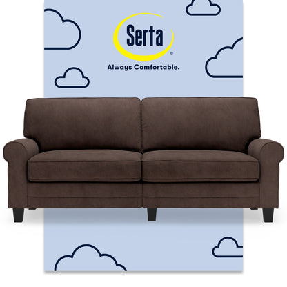 Divano con braccioli arrotolati Serta Copenhagen 78, in poliestere di facile manutenzione, schienale morbido, cuscini di seduta a molle insacchettate