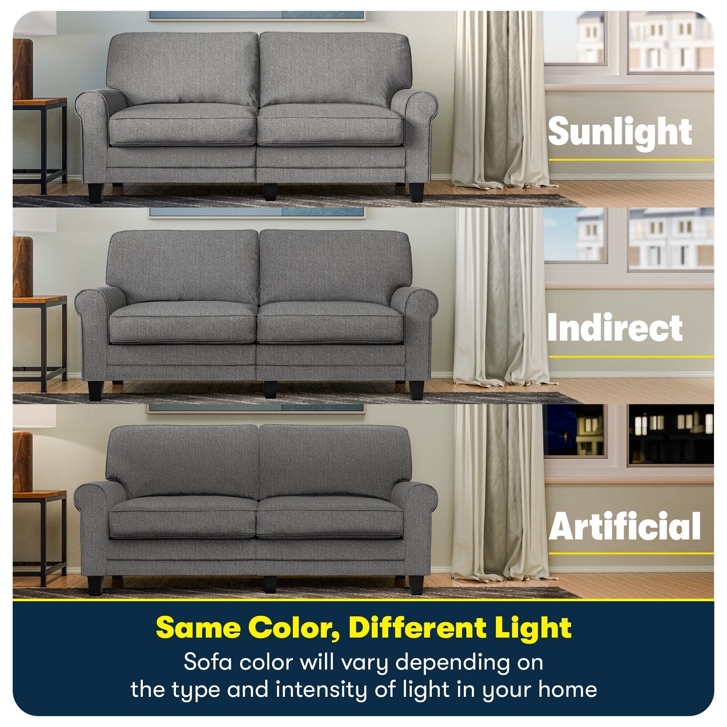 Divano con braccioli arrotolati Serta Copenhagen 78, in poliestere di facile manutenzione, schienale morbido, cuscini di seduta a molle insacchettate