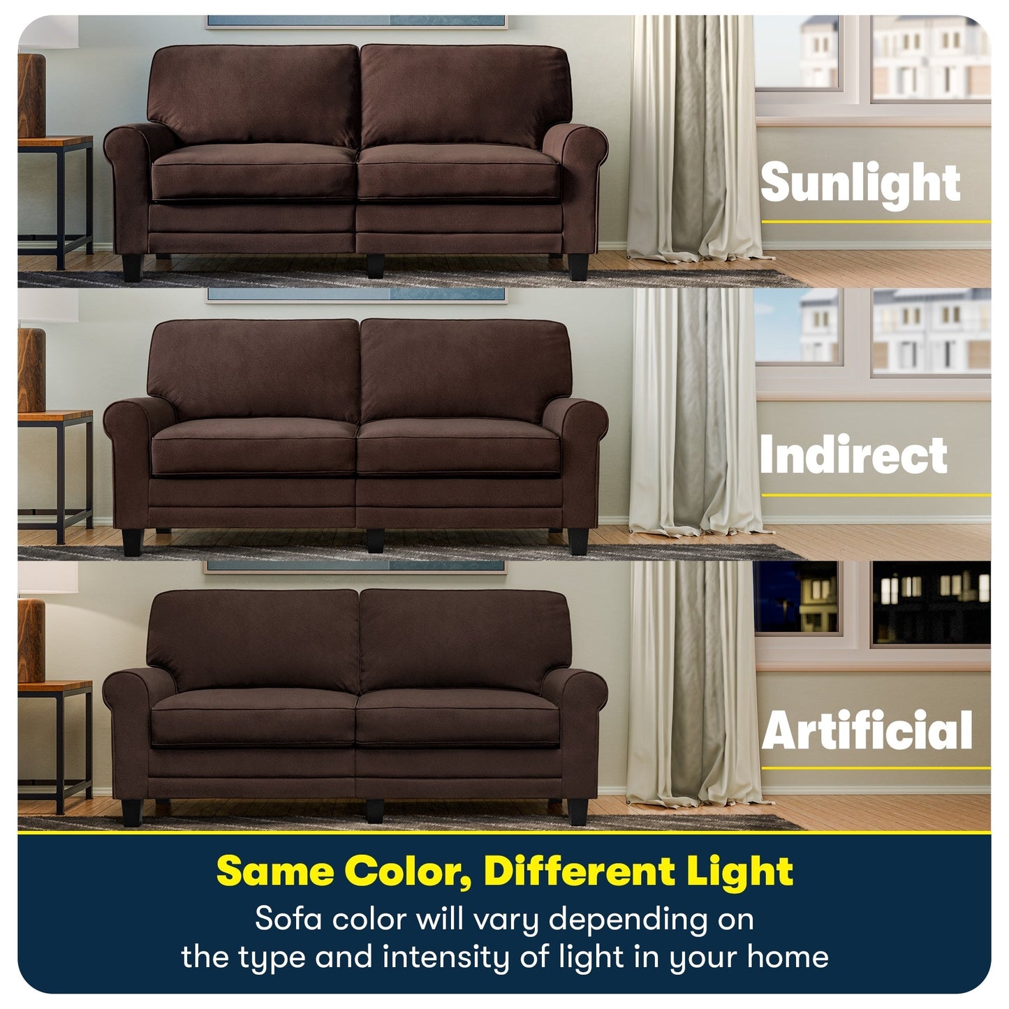 Divano con braccioli arrotolati Serta Copenhagen 78, in poliestere di facile manutenzione, schienale morbido, cuscini di seduta a molle insacchettate