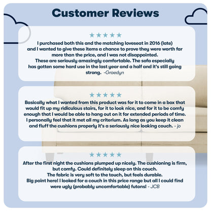 Divano con braccioli arrotolati Serta Copenhagen 78, in poliestere di facile manutenzione, schienale morbido, cuscini di seduta a molle insacchettate