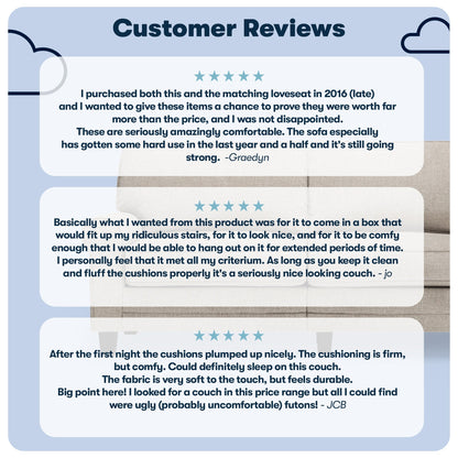 Divano con braccioli arrotolati Serta Copenhagen 78, in poliestere di facile manutenzione, schienale morbido, cuscini di seduta a molle insacchettate