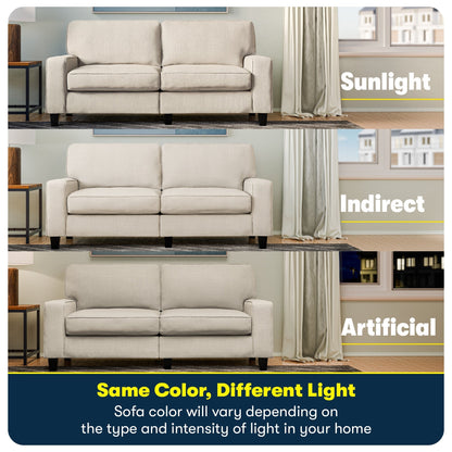 Divano Serta Palisades 73 Track Arm, in poliestere di facile manutenzione, con schienale morbido e cuscini di seduta a molle insacchettate.