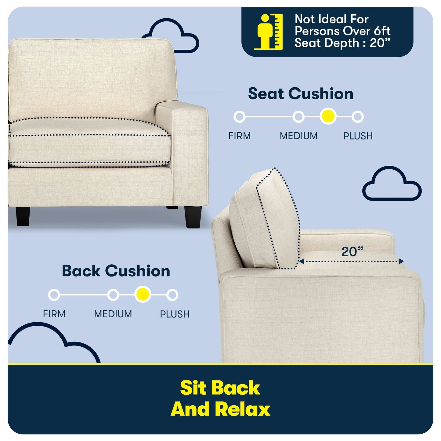 Divano Serta Palisades 73 Track Arm, in poliestere di facile manutenzione, con schienale morbido e cuscini di seduta a molle insacchettate.