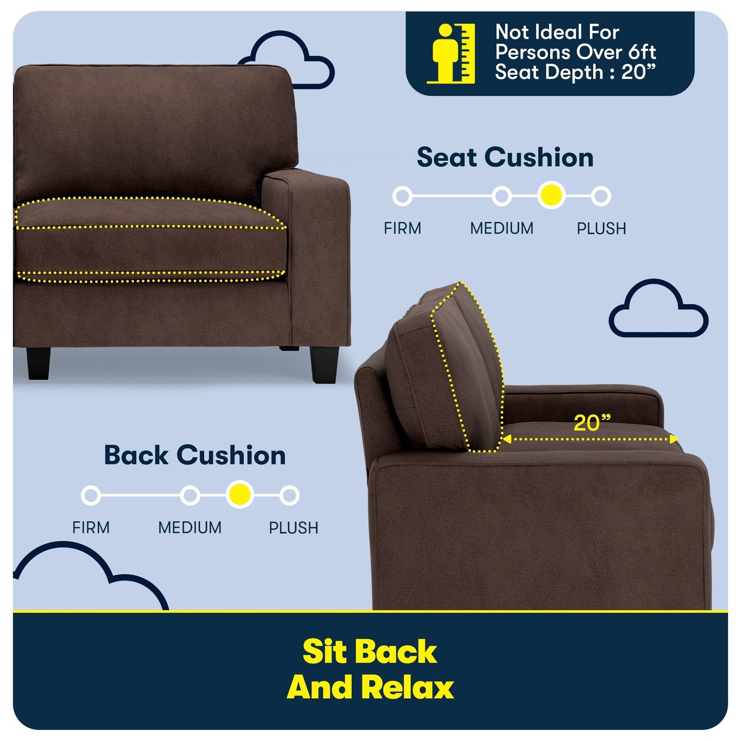 Divano Serta Palisades 73 Track Arm, in poliestere di facile manutenzione, con schienale morbido e cuscini di seduta a molle insacchettate.