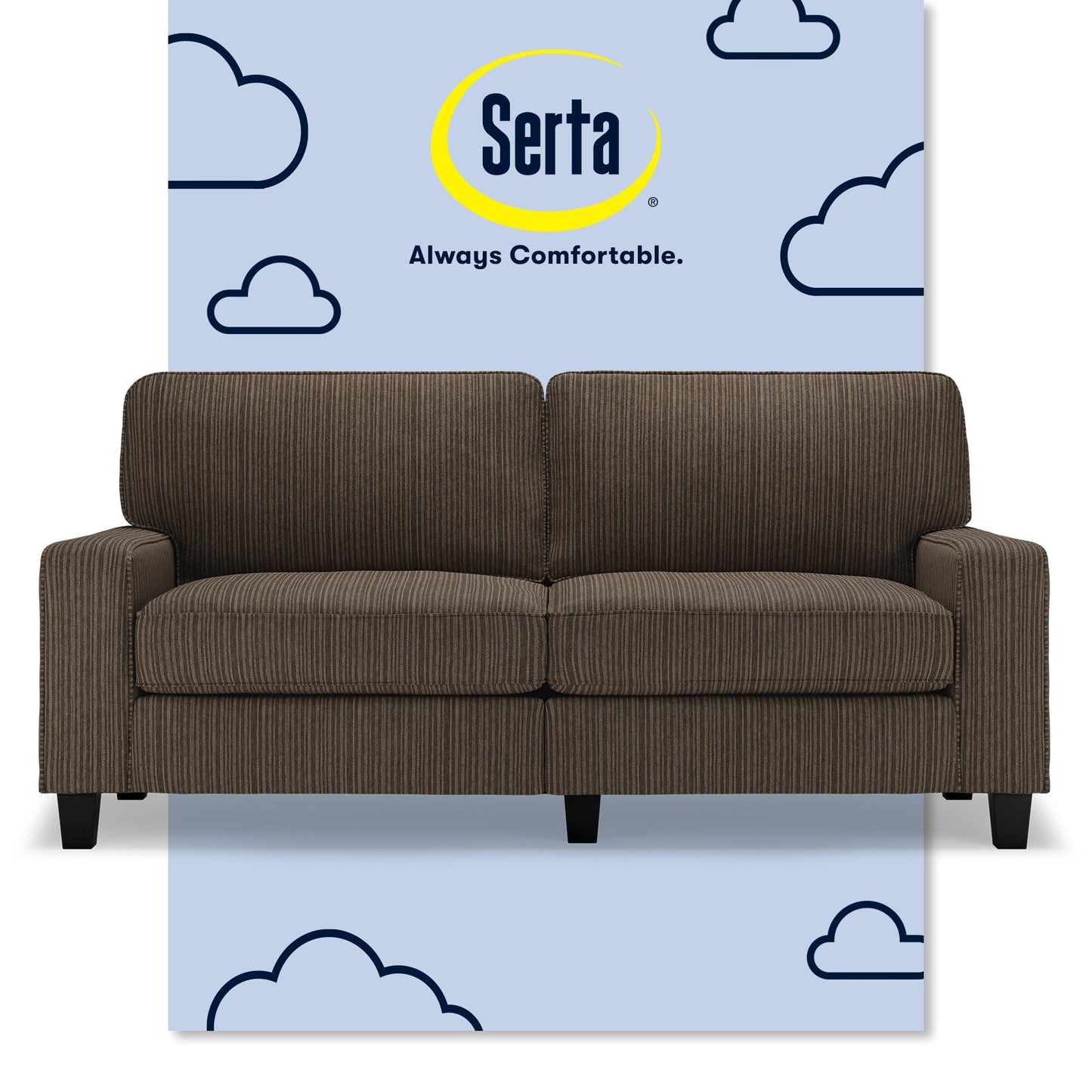 Divano Serta Palisades 73 Track Arm, in poliestere di facile manutenzione, con schienale morbido e cuscini di seduta a molle insacchettate.