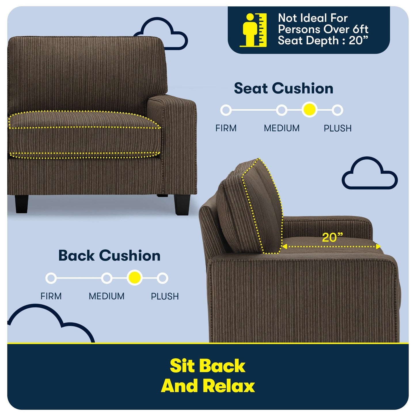 Divano Serta Palisades 73 Track Arm, in poliestere di facile manutenzione, con schienale morbido e cuscini di seduta a molle insacchettate.