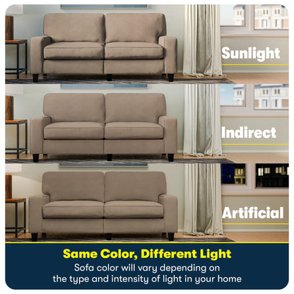 Divano Serta Palisades 73 Track Arm, in poliestere di facile manutenzione, con schienale morbido e cuscini di seduta a molle insacchettate.