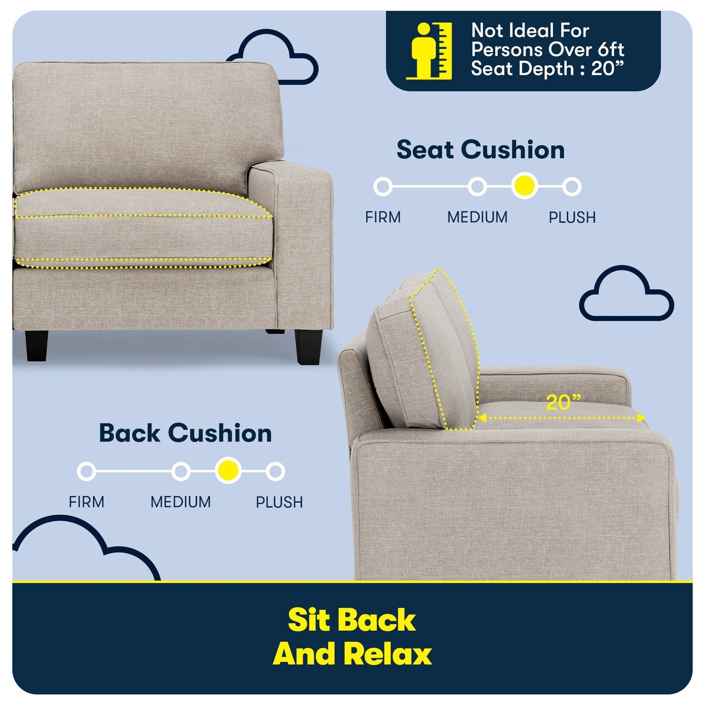 Divano Serta Palisades 73 Track Arm, in poliestere di facile manutenzione, con schienale morbido e cuscini di seduta a molle insacchettate.