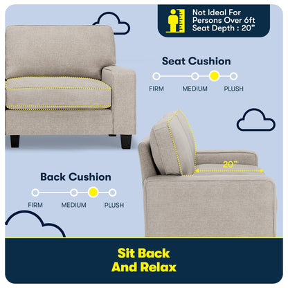 Divano Serta Palisades 73 Track Arm, in poliestere di facile manutenzione, con schienale morbido e cuscini di seduta a molle insacchettate.