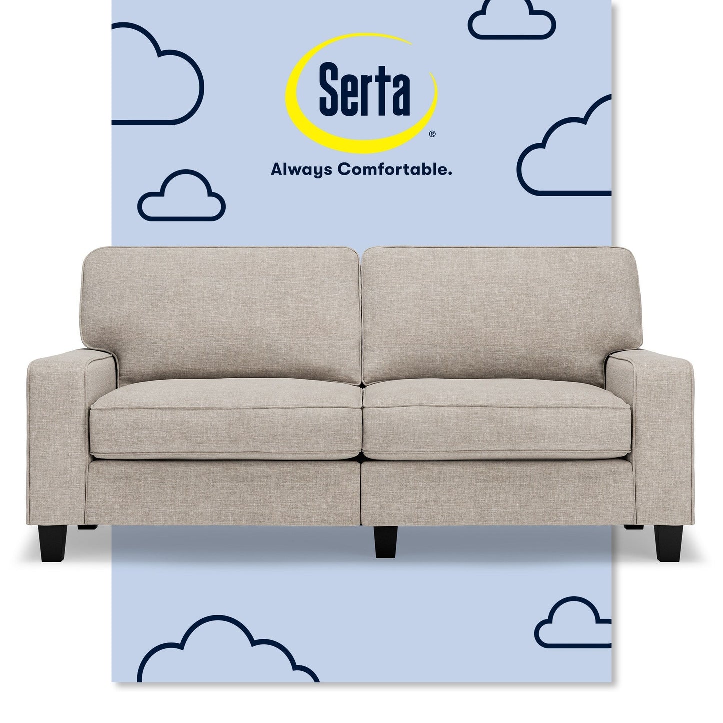 Divano Serta Palisades 73 Track Arm, in poliestere di facile manutenzione, con schienale morbido e cuscini di seduta a molle insacchettate.