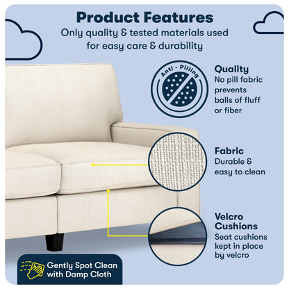 Divano Serta Palisades 73 Track Arm, in poliestere di facile manutenzione, con schienale morbido e cuscini di seduta a molle insacchettate.