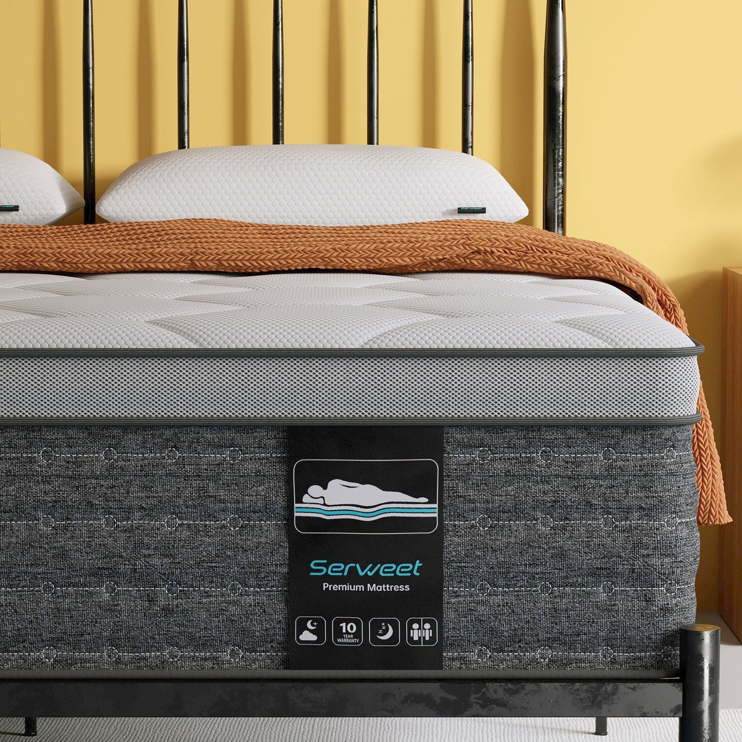 Materasso ibrido Serweet da 10 pollici con memory foam e molle più pesanti, materasso in una scatola