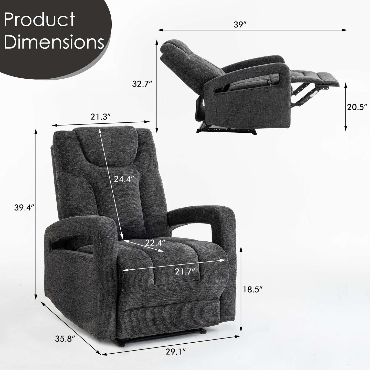 Set di 1 poltrona reclinabile imbottita