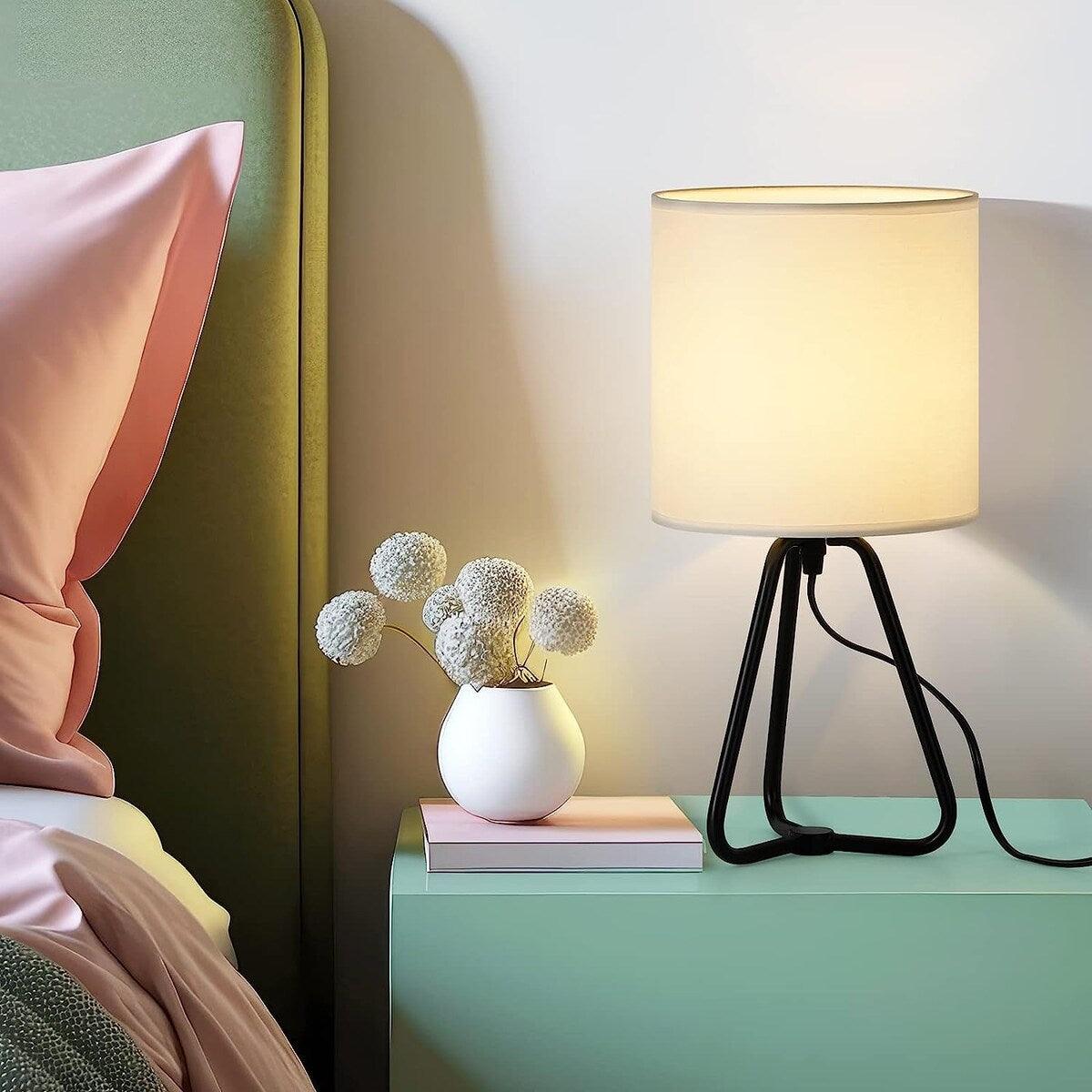 Set di 2 graziose lampade da comodino moderne per soggiorno e camera da letto