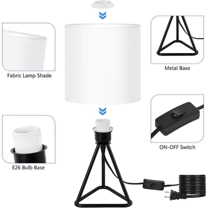 Set di 2 graziose lampade da comodino moderne per soggiorno e camera da letto