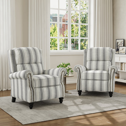 Poltrona reclinabile in lino e pelle PU con borchie di metà secolo